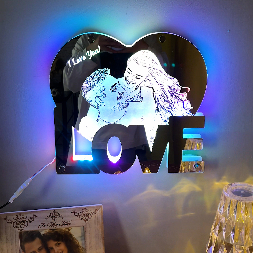 Personalized LOVE Photo Mirror Lamp