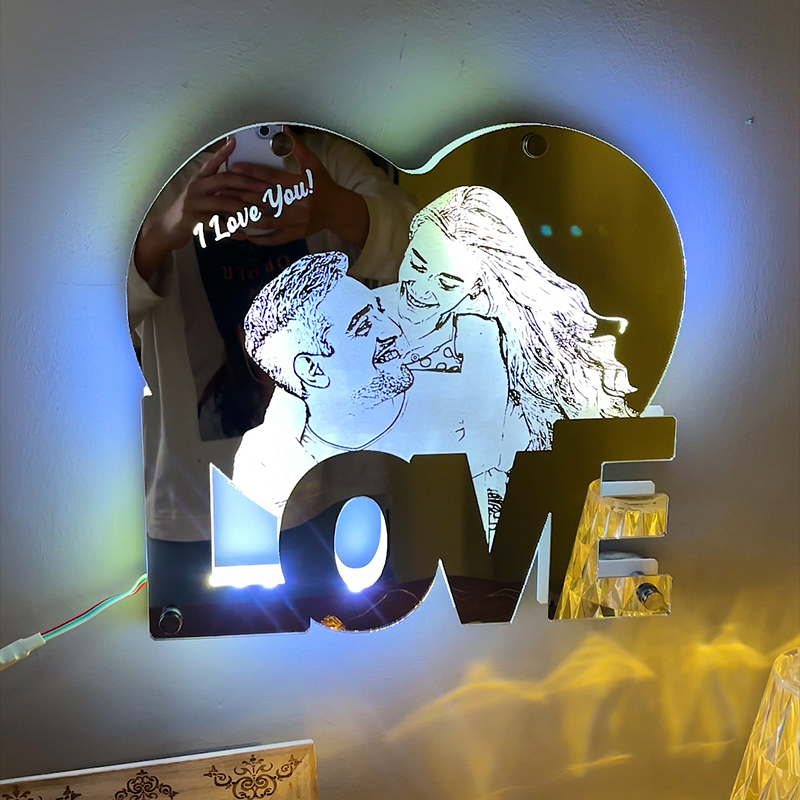 Personalized LOVE Photo Mirror Lamp