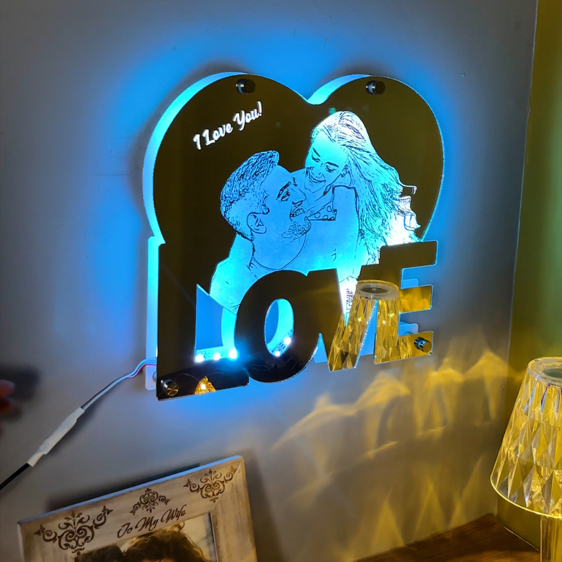 Personalized LOVE Photo Mirror Lamp