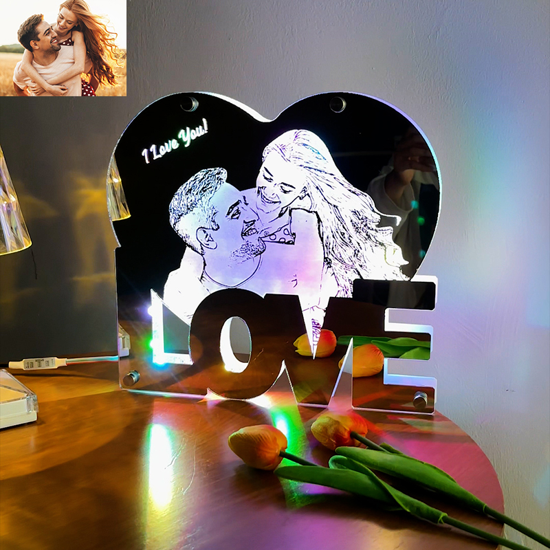 Personalized LOVE Photo Mirror Lamp