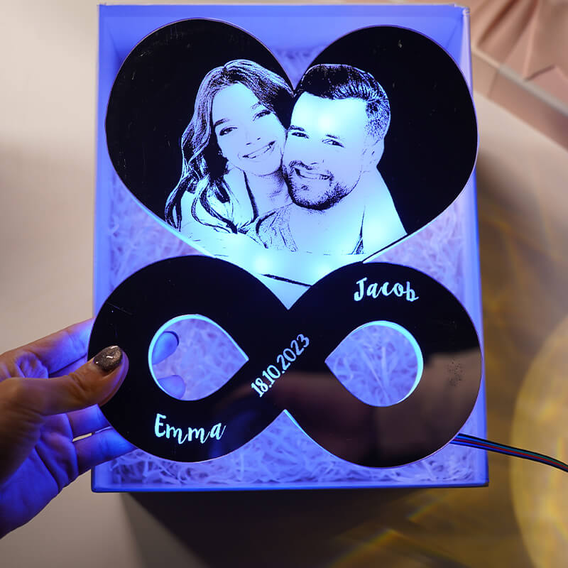 Personalized Infinity Photo Mirror Light