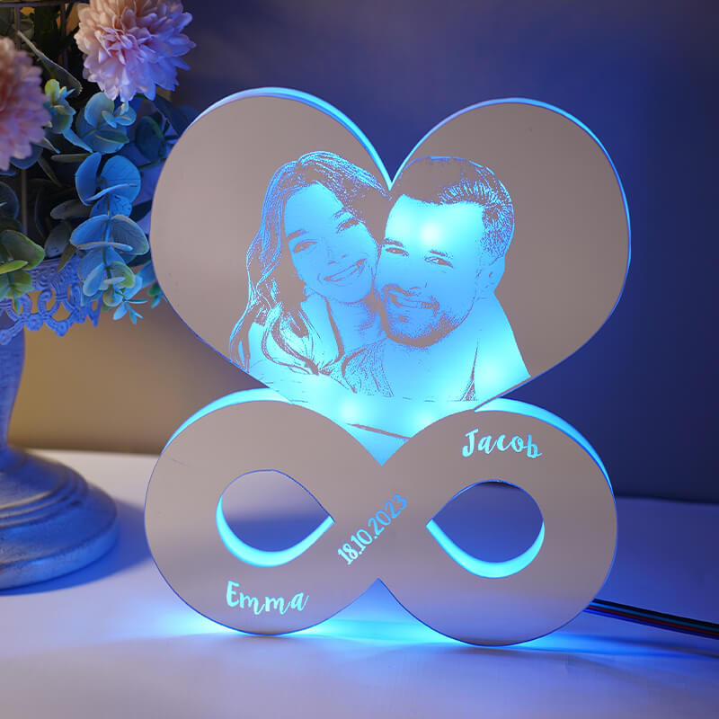 Personalized Infinity Photo Mirror Light