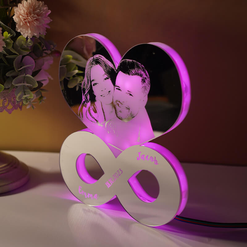 Personalized Infinity Photo Mirror Light